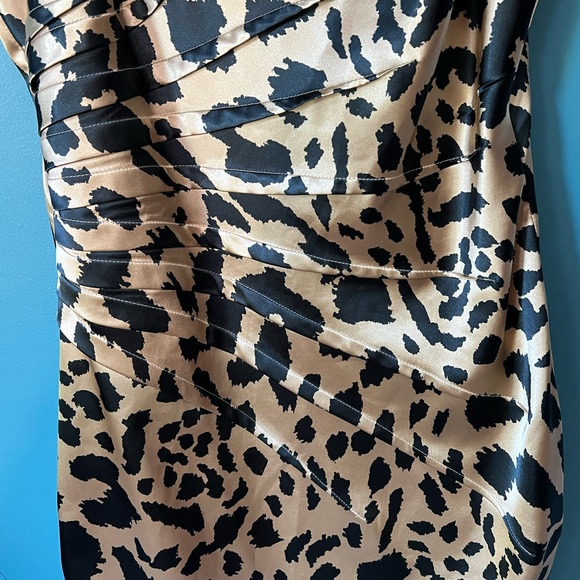 David Meister One-shoulder Leopard Print Cocktail Dress Size 8 - Picture 6 of 6